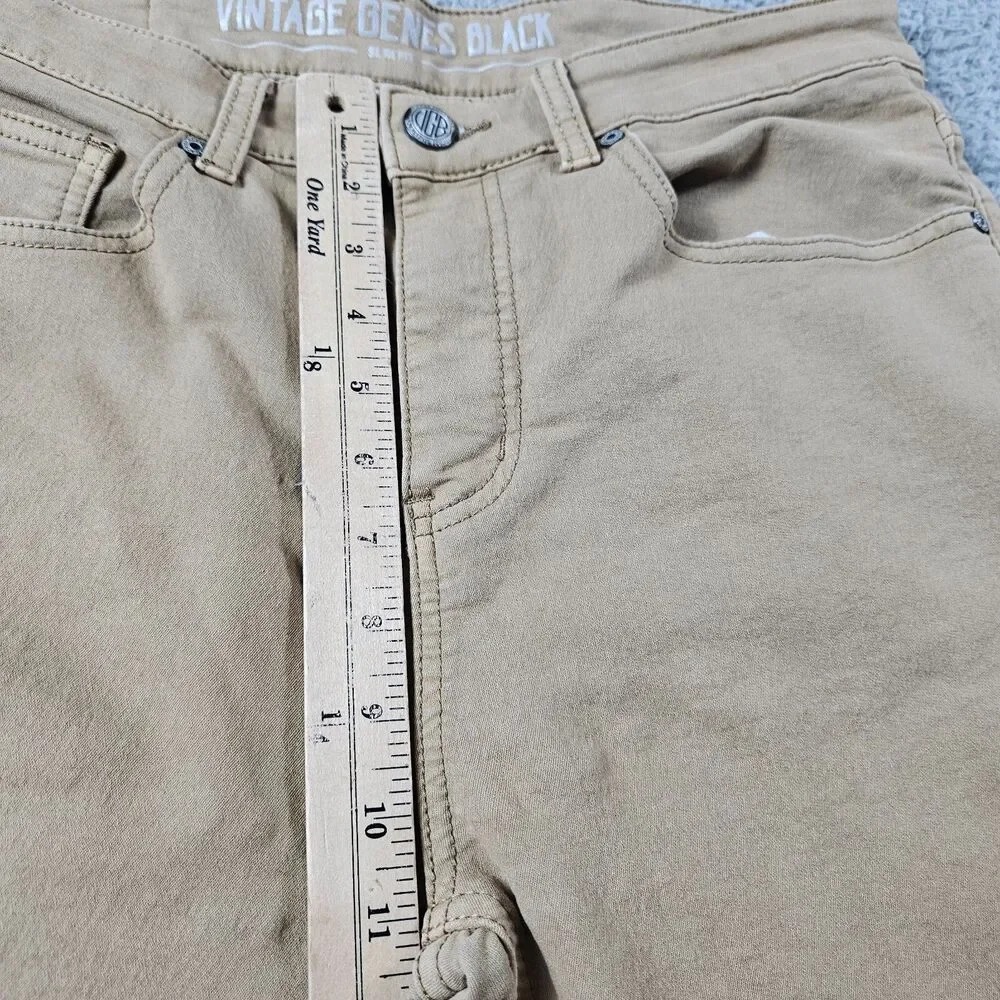 Vintage Genes Black VGB Pants Mens 32x29 Khaki Slim Straight Stretch Casual